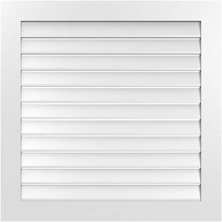 Ekena Millwork Vertical Surface Mount PVC Gable Vent: Functional, w/ 3-1/2"W x 1"P Standard Frame, 38"W x 38"H GVPVE38X3801SF